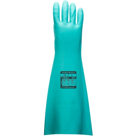 Gant nitrile extra-long 48 cm protection solvants Vert – Portwest A813