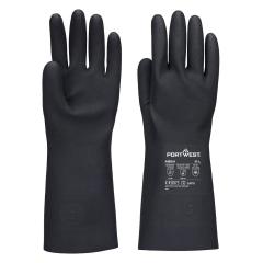 Gant chimique tout enduit butyle protection acides et solvants Noir – Portwest A824