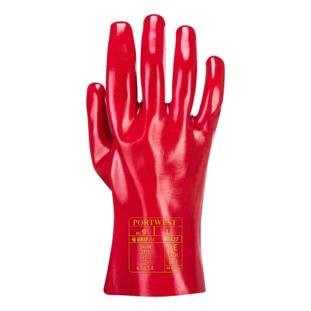Gantelet PVC entièrement enduit résistant aux liquides Rouge – Portwest A427