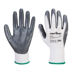 Gant enduit nitrile flexo grip pour distributeurs automatiques Blanc/gris – Portwest VB310, lot de 288 paires