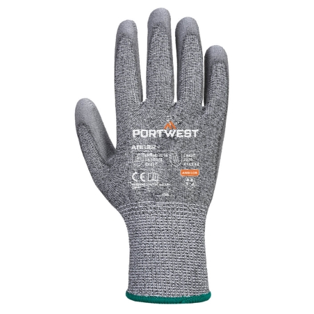 Gant anti-coupure niveau C enduit PU doublure sans couture Gris – Portwest AB622, lot de 12 paires