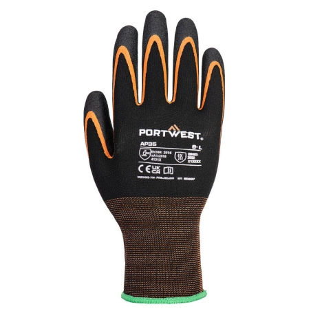 Gant double paume enduit nitrile résistant aux huiles Noir/orange – Portwest AP35