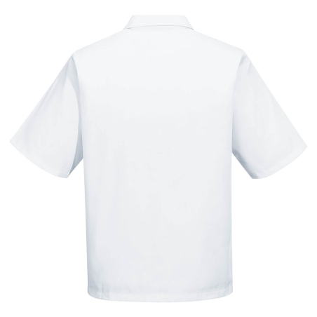 Chemise de boulanger manches courtes sans poche polycoton Blanc – Portwest 2209