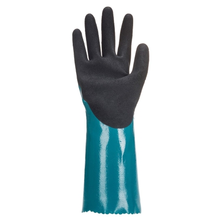 Gant manchette nitrile sablé résistant milieux huileux et humides Bleu/noir – Portwest AP60