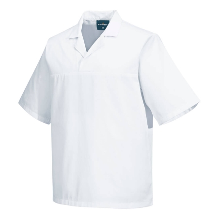 Chemise de boulanger manches courtes sans poche polycoton Blanc – Portwest 2209