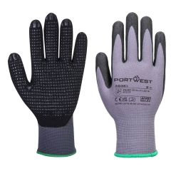 Gant à pois antiglisse précision emballage économique multipack Gris/noir – Portwest AB351, lot de 12 paires