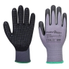 Gant à pois antiglisse précision emballage économique multipack Gris/noir – Portwest AB351, lot de 12 paires