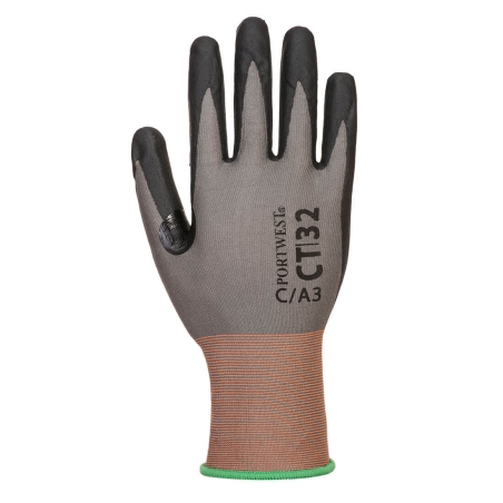 Gant anti-coupure niveau C mousse nitrile jauge 18 Gris/noir – Portwest CT32