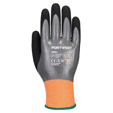 Gant de protection thermique anti-coupure niveau D Gris/noir – Portwest AP51