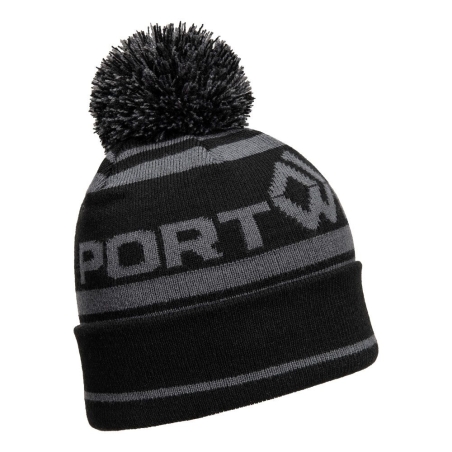 Bonnet acrylique tricoté coupe-vent à pompon Gris métal – Portwest B036