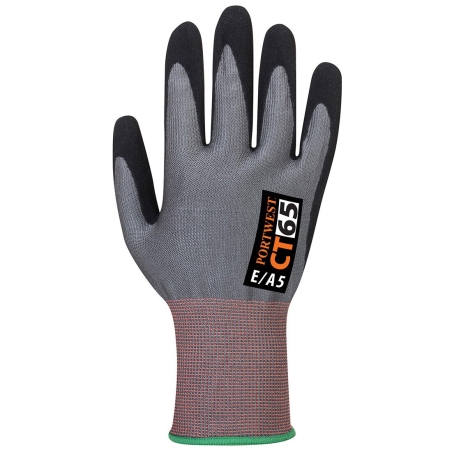 Gant anti-coupure niveau E mousse nitrile jauge 15 Gris/noir – Portwest CT65