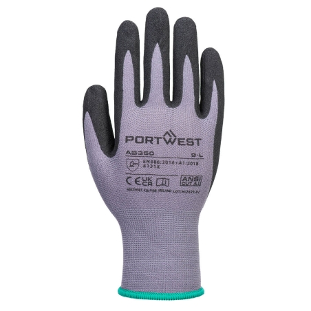 Gant enduit nitrile résistant huile et graisse - multipack 12 paires Gris/noir – Portwest AB350