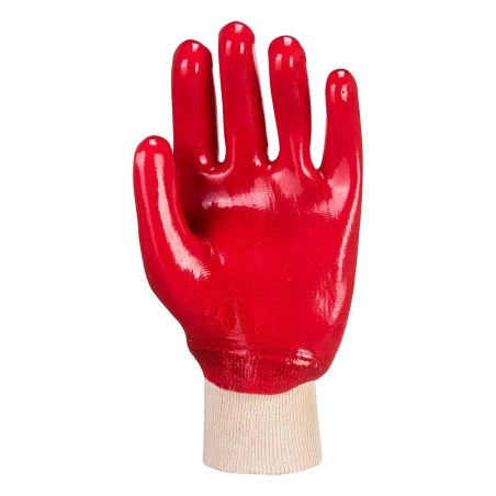 Gant PVC entièrement enduit résistant eau et huile poignet tricot Rouge – Portwest A400