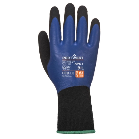 Gant thermique double enduction latex anti-froid Bleu/noir – Portwest AP01