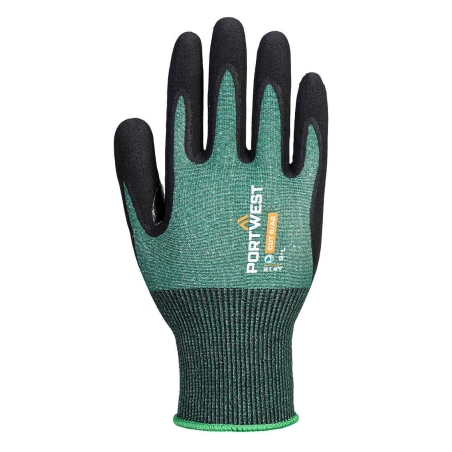 Gant enduit nitrile micro-mousse anti-coupure niveau B Vert/noir – Portwest AP15, lot de 12 paires