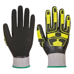 Gant anti-impact anti-coupure niveau D enduit nitrile étanche Gris/noir – Portwest AP55