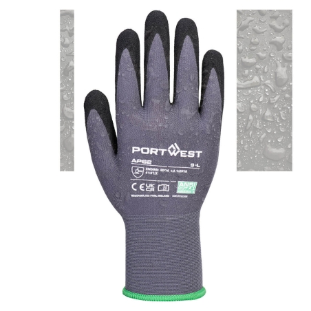 Gant enduit nitrile résistant à l'eau et aux huiles lourdes Gris/noir – Portwest AP62