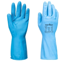 Gant gantelet chimique latex doublé coton agroalimentaire Bleu – Portwest AP76, lot de 12 paires