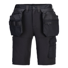Short de travail holster extensible 4 sens multipoches Noir – Portwest DX451