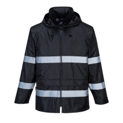 Veste de pluie légère imperméable à capuche intégrée Noir – Portwest F440