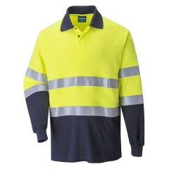 Polo manches longues multirisques haute visibilité classe 2 Jaune/marine – Portwest FR74