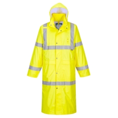 Manteau de pluie haute visibilité longue longueur 122 cm Jaune – Portwest H445