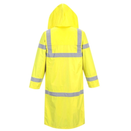Manteau de pluie haute visibilité longue longueur 122 cm Jaune – Portwest H445