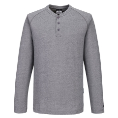 Tee-shirt Henley manches longues col boutonné Gris zoom – Portwest KA370