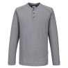 Tee-shirt Henley manches longues col boutonné Gris zoom – Portwest KA370