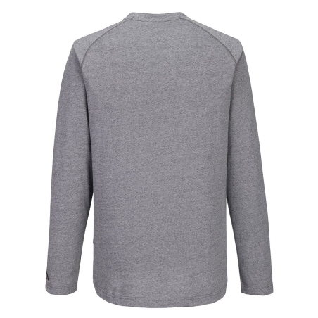 Tee-shirt Henley manches longues col boutonné Gris zoom – Portwest KA370