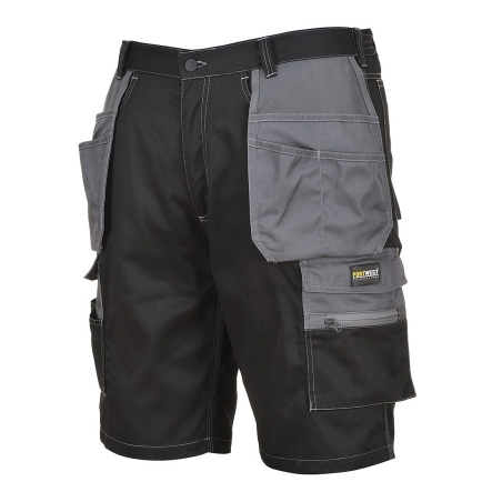 Short de travail multipoches poly-coton Granit Noir/zoom gris – Portwest KS18