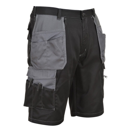 Short de travail multipoches poly-coton Granit Noir/zoom gris – Portwest KS18
