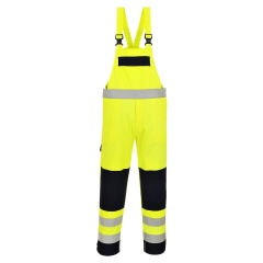 Cotte à bretelles haute visibilité multirisques ignifugée antistatique Jaune/marine – Portwest FR63
