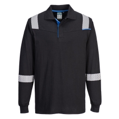 Polo manches longues résistant aux flammes multirisque WX3 Noir – Portwest FR711