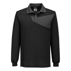 Polo manches longues coton majoritaire interlock PW2 Noir/zoom gris – Portwest PW218