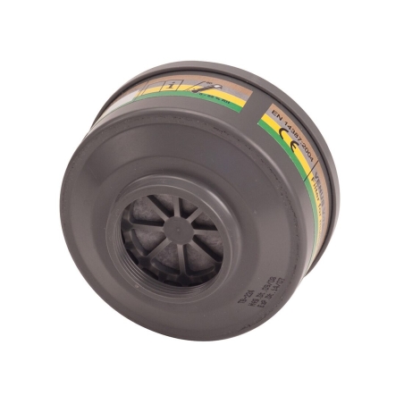 Filtre à gaz ABEK1 raccord filetage spécial pour demi-masque Gris – Portwest P920, boîte de 4 filtres
