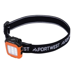 Lampe frontale LED multifonction rechargeable clip magnétique Orange/noir – Portwest PA74