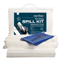 Kit absorbant hydrocarbures 20 litres avec tapis et boudins Blanc – Portwest SM60
