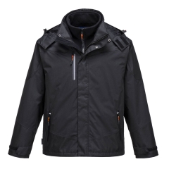 Parka 3-en-1 imperméable coupe-vent avec doublure polaire amovible Noir – Portwest S553