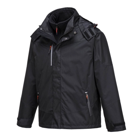 Parka 3-en-1 imperméable coupe-vent avec doublure polaire amovible Noir – Portwest S553