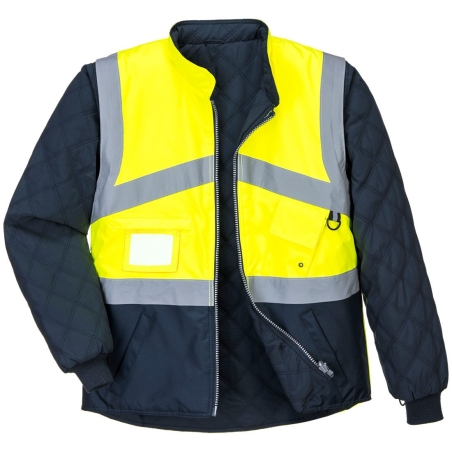 Gilet haute visibilité bicolore réversible à manches amovibles Jaune/marine – Portwest S769