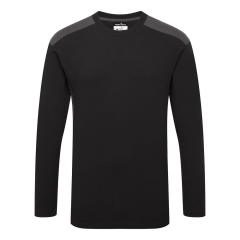T-shirt bicolore manches longues 100% coton Noir/gris – Portwest W1664