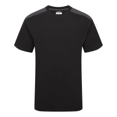 T-shirt bicolore 100 % coton manches courtes Noir/gris – Portwest W1660