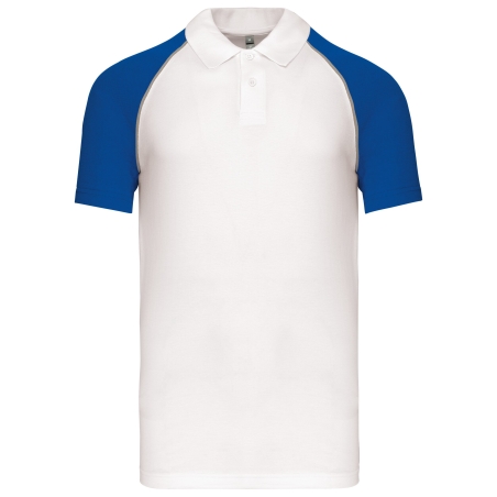 Polo Baseball Manches Courtes White /Royal Blue K226 – Personnalisable | Label Blouse