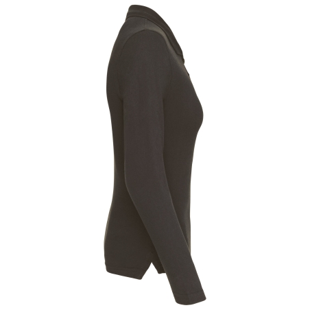 Polo piqué manches longues femme K257 – coloris Dark Grey – 100 % coton piqué pré-rétréci, grammage ~180 g/m²