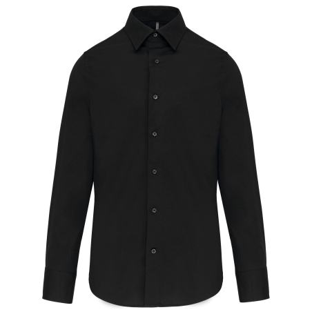 Chemise Coton Élasthanne Manches Longues Homme Black K529 – Personnalisable | Label Blouse