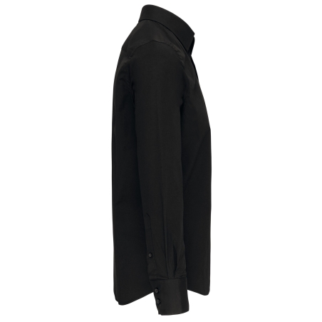 Chemise Coton Élasthanne Manches Longues Homme Black K529 – Personnalisable | Label Blouse