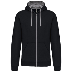 Sweat-shirt zippé capuche contrastée Noir Kariban