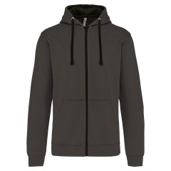 Sweat zippé capuche contrastée Kariban Noir – 280 g/m²