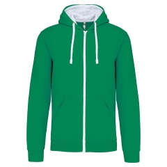 Sweat-shirt zippé capuche contrastée Blanc Kariban